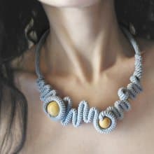Light Grey Crochet Tube Soft Sculpture Necklace