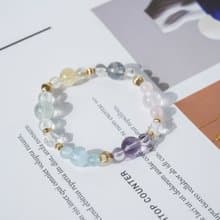 粉晶、黃水晶、綠水晶、海藍寶、紫水晶、白水晶、閃靈手鍊