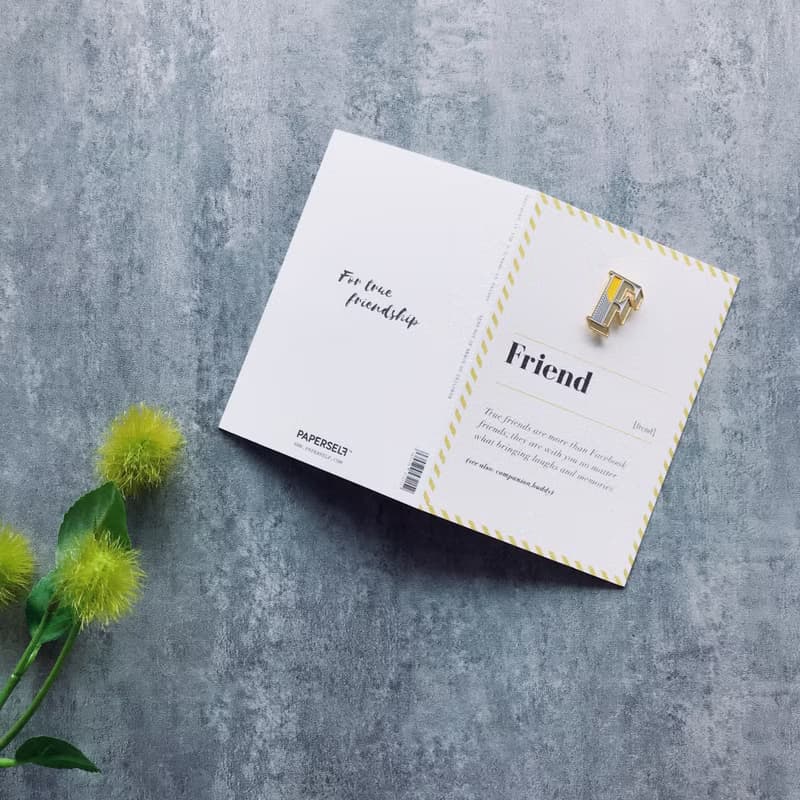 F / Friends-琺瑯徽章卡－附信封 開學季 情人卡 萬用字母卡
