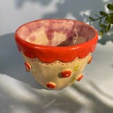 Handmade ceramic cup. Handmade ceramic mug with cute flower lover pattern for gifts.