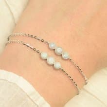 幸福蛋白石手鍊 - 925純銀 - 歐泊