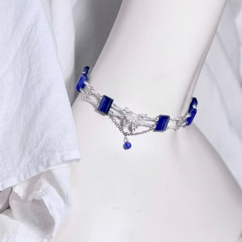 藍晶石 設計款手作項鍊 鎖骨鏈 choker 天然礦石水晶