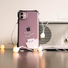 Stick Together 厭世貓 透紫色四角防摔IPhone Case 掛繩款