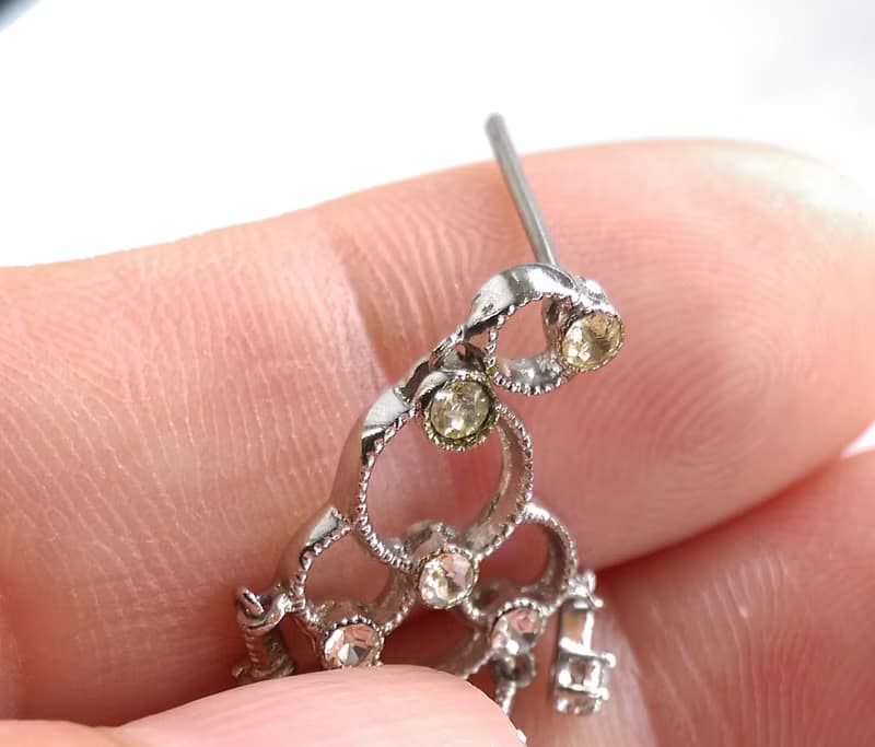 Vintage Jewelry 西洋古董飾品 銀色調 氣質知性  針式耳環