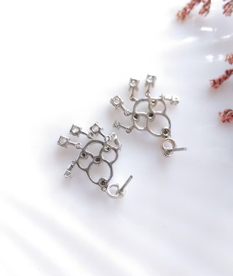 Vintage Jewelry 西洋古董飾品 銀色調 氣質知性  針式耳環