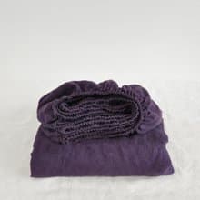 Deep purple linen fitted sheet / Softened linen bed sheet / Deep pocket