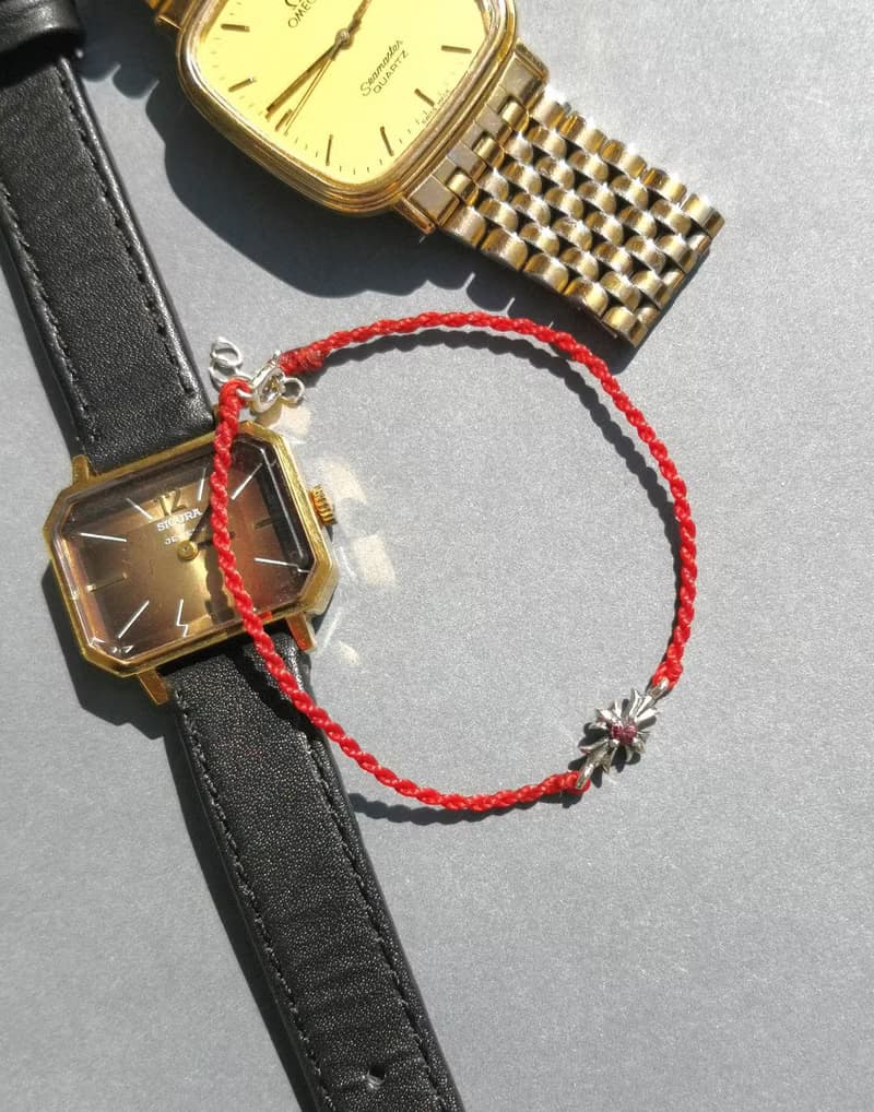 限量天然 紫紅色 藍寶石 手編蠟繩/紅線 925純銀十字架手鍊