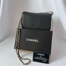 CHANEL CC long wallet 長錢包 銀包 配加肩帶 日本中古vintage