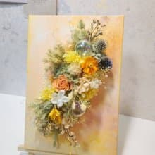 波光粼粼 永生花畫布 日出海洋配色 不凋花 永生花  開幕花禮