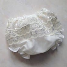 Baby Girls Ivory & Silver Christening Bloomers
