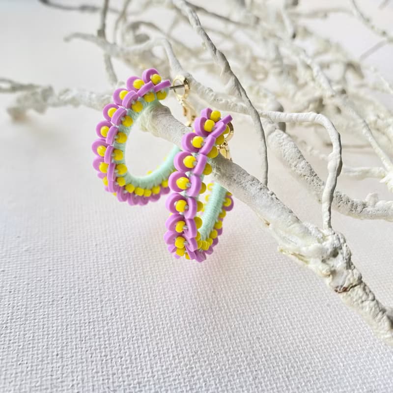 ドットフープピアス・イヤリング【パープル】