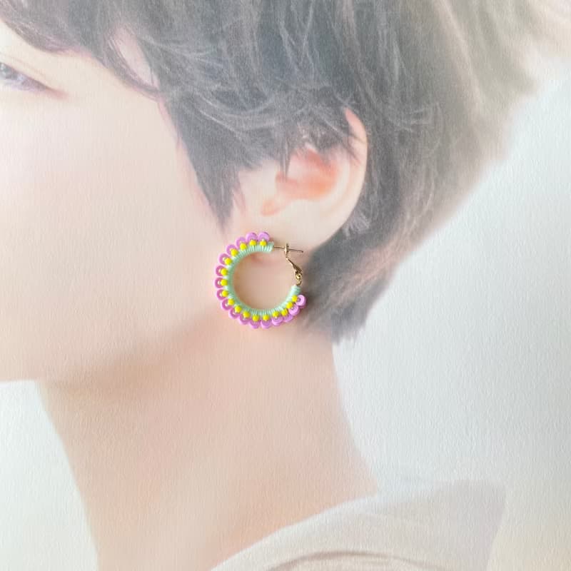ドットフープピアス・イヤリング【パープル】