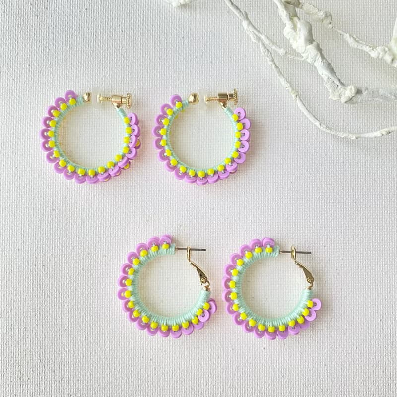 ドットフープピアス・イヤリング【パープル】