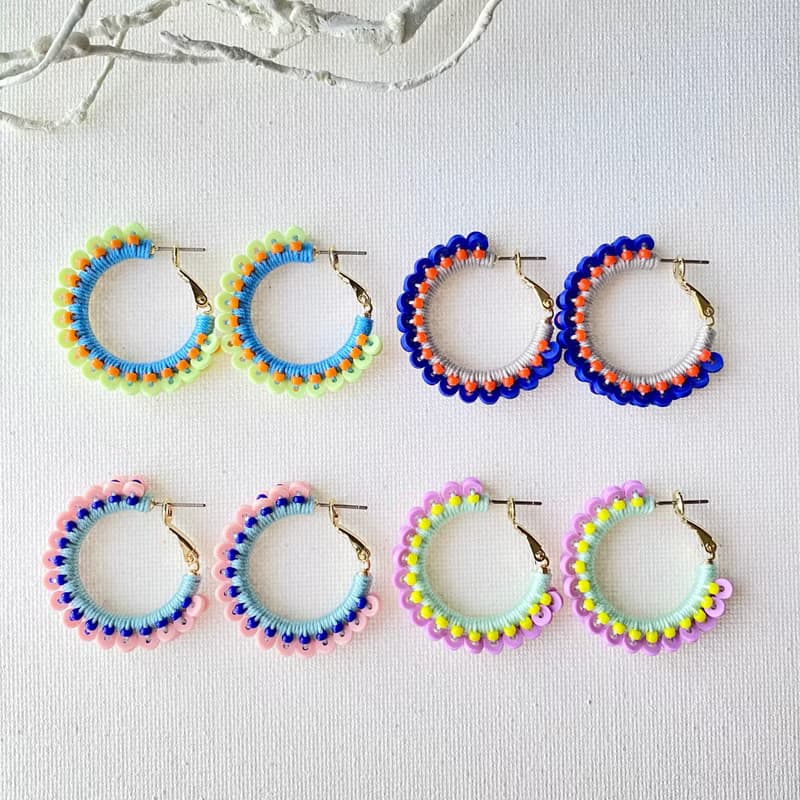 ドットフープピアス・イヤリング【パープル】