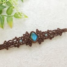 原野之森。拉長石。南美巴西蠟線編織手鍊