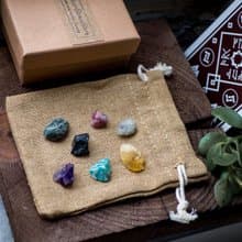 7 Chakra crystal set, harmonizing gift box, raw crystals, pink tourmaline