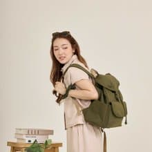 翻蓋束口帆布後背包 _ GET AWAY : 綠色
