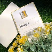 H / Happy  -琺瑯徽章卡－附信封 開學季 情人卡 萬用字母卡