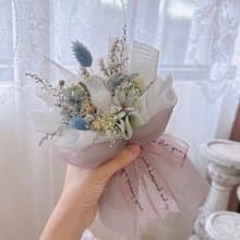 暖光小語-白水晶乾燥花束-附玻璃瓶擺飾-療癒空間小物