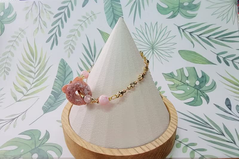 Six Cats 天然石 珊瑚玉 虎你平安 14K包金 手鍊 禮物