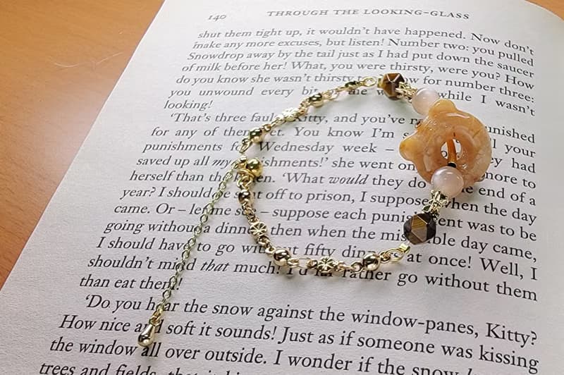 Six Cats 天然石 珊瑚玉 虎你平安 14K包金 手鍊 禮物