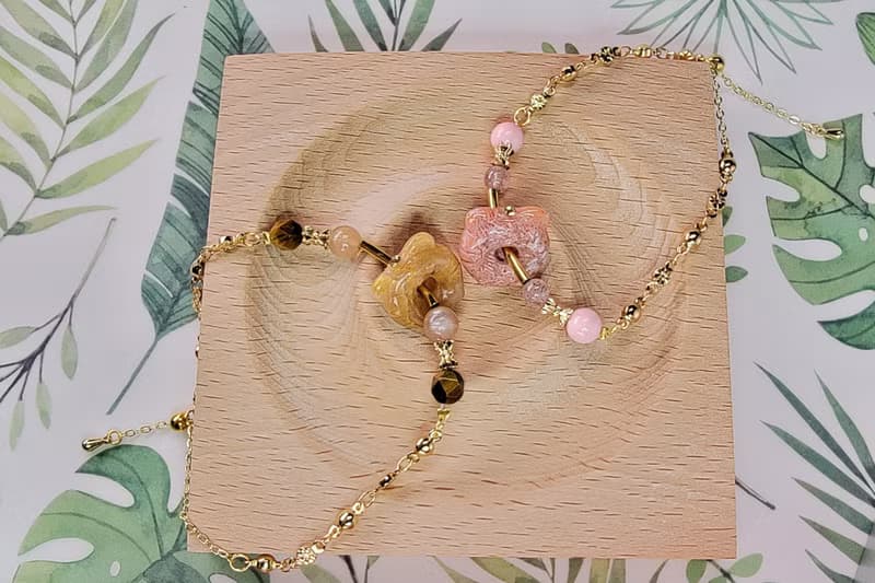 Six Cats 天然石 珊瑚玉 虎你平安 14K包金 手鍊 禮物