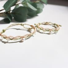 天然淡水珍珠波希米亞風蠟線編織手鍊