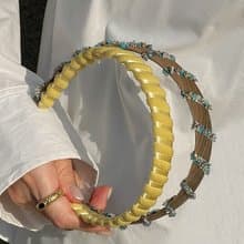 SoftServe柔軟供應  奶黃蛋捲海鹽巧克力螺旋意面 手工繞線髮箍