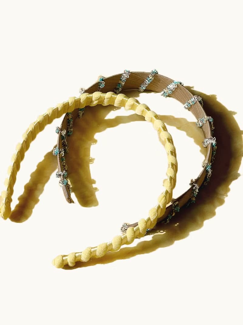 SoftServe柔軟供應  奶黃蛋捲海鹽巧克力螺旋意面 手工繞線髮箍