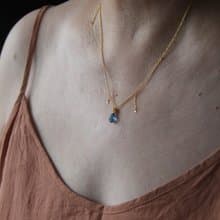 YELU獨立自制倫敦藍托帕石純銀項鏈