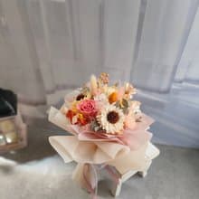 粉橘小清新 永生花束 不凋花束 生日畢業禮物畢業 老師禮物