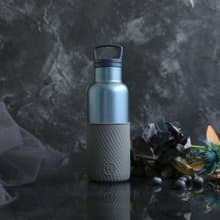 【夢幻霧光色系】480ml 保溫瓶 | 寶石藍 - 鐵灰(水波紋)