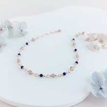 青金石 + 茶晶 x 14KGF手鍊