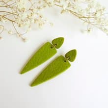 Olive Stud earrings clay Statement earrings Trendy skin earrings Long earrings