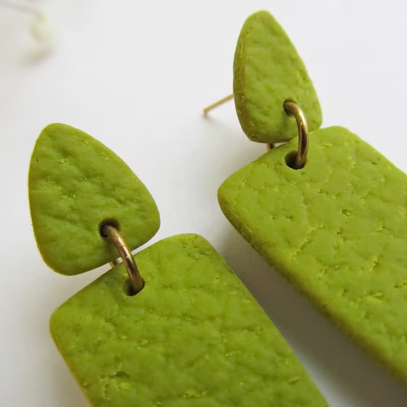Olive Stud earrings clay Statement earrings Trendy skin earrings Long earrings