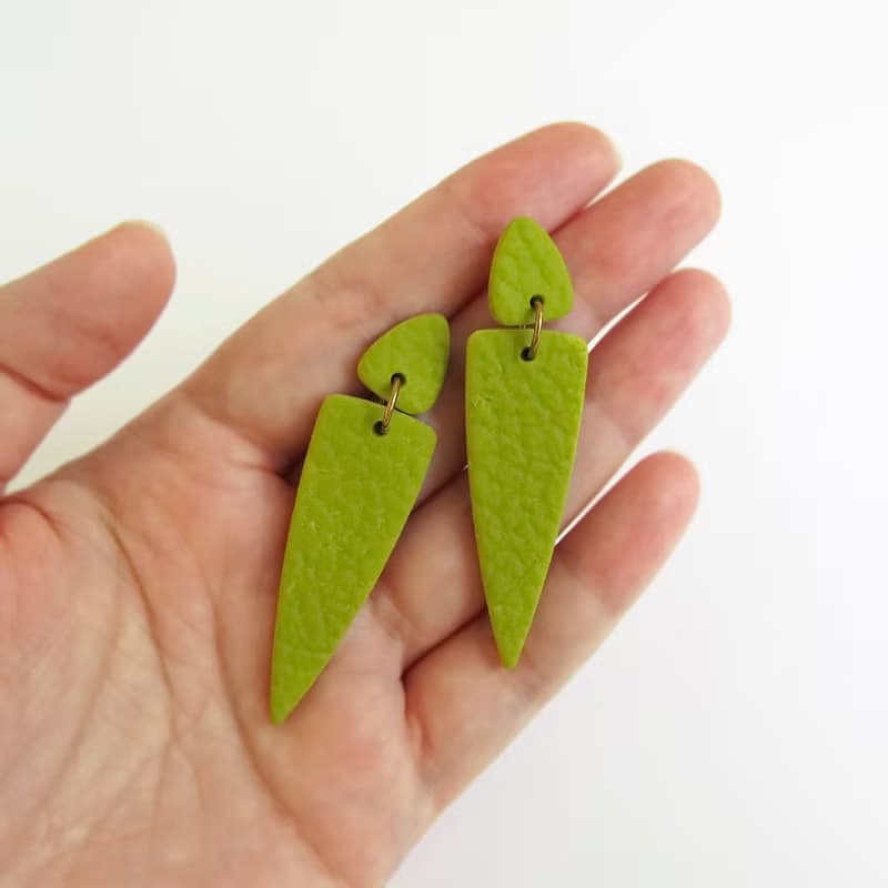 Olive Stud earrings clay Statement earrings Trendy skin earrings Long earrings