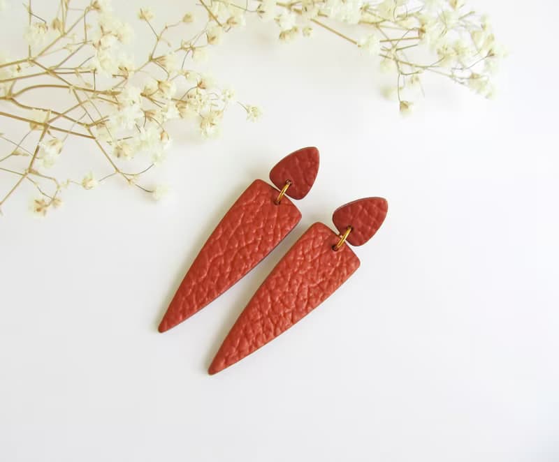 Olive Stud earrings clay Statement earrings Trendy skin earrings Long earrings