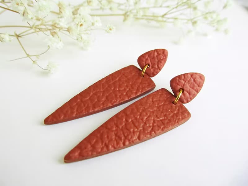 Olive Stud earrings clay Statement earrings Trendy skin earrings Long earrings