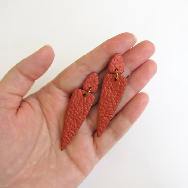 Olive Stud earrings clay Statement earrings Trendy skin earrings Long earrings