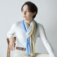 三色細緻絲質圍巾-水藍