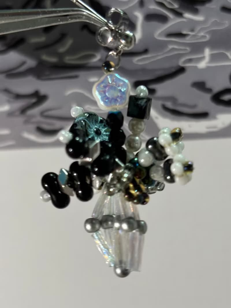 手作串珠花朵耳環 迷你花束耳釘 串珠花朵耳環