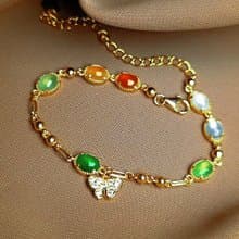 招財•好運|馬卡龍冰玻放光多寶彩虹|緬甸A貨翡翠純銀多顆手鏈