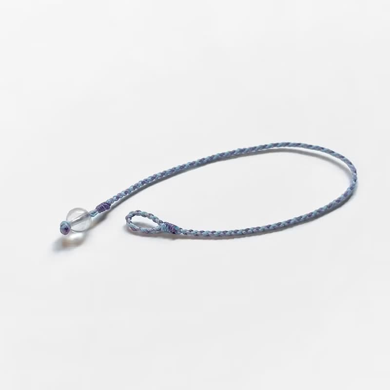 月光石四股編超細蠟線編織手環(淡藍+藍紫)