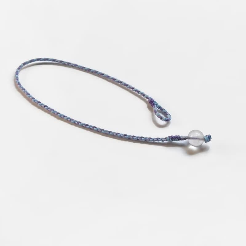 月光石四股編超細蠟線編織手環(淡藍+藍紫)