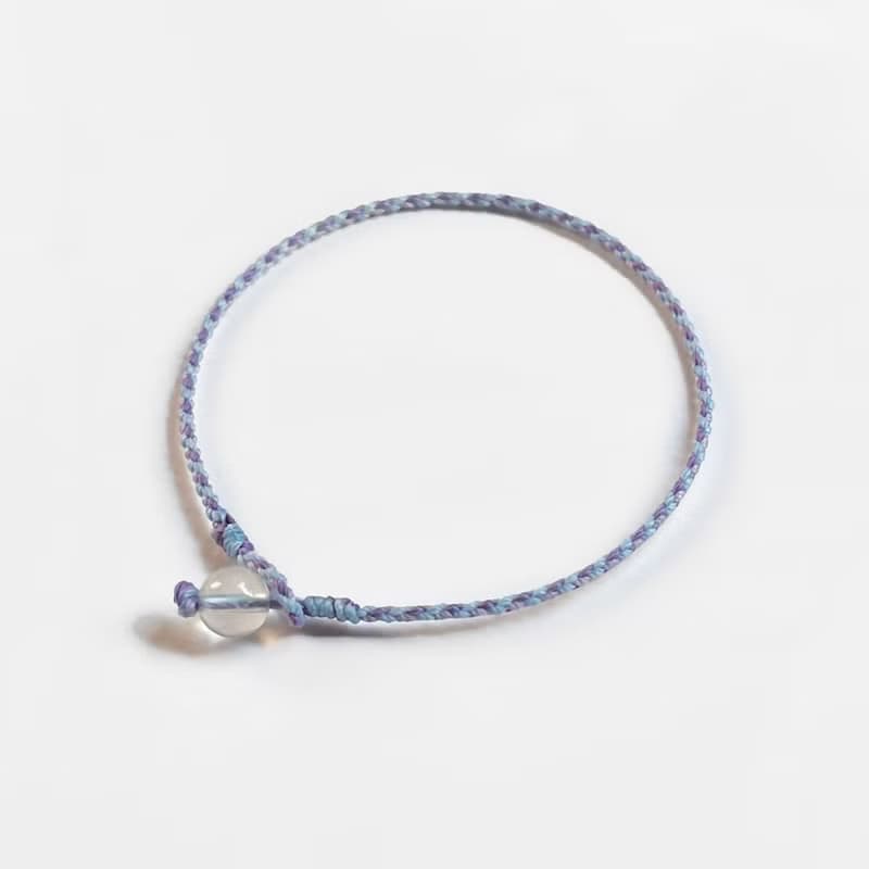 月光石四股編超細蠟線編織手環(淡藍+藍紫)
