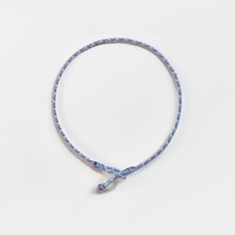 月光石四股編超細蠟線編織手環(淡藍+藍紫)