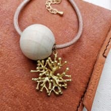 風落形物 皮革手鍊 珊瑚花