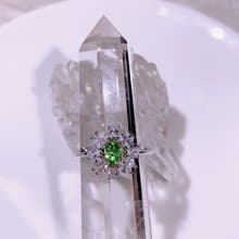 天然沙佛萊 花花款 0.38克拉 925純銀 綠色精靈 招財寶石