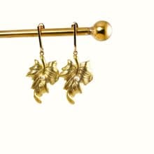 和風珍珠925純銀耳環 珍珠 日本風格 葉子 母親節禮物 耳夾耳環