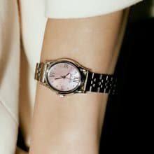 【Ven & Qu】Gem 銀玫瑰粉手錶 – 23×27 mm 不鏽鋼錶殼